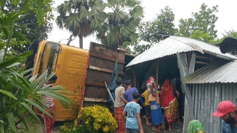 Student killed as stone-laden truck overturns onto house in Narail