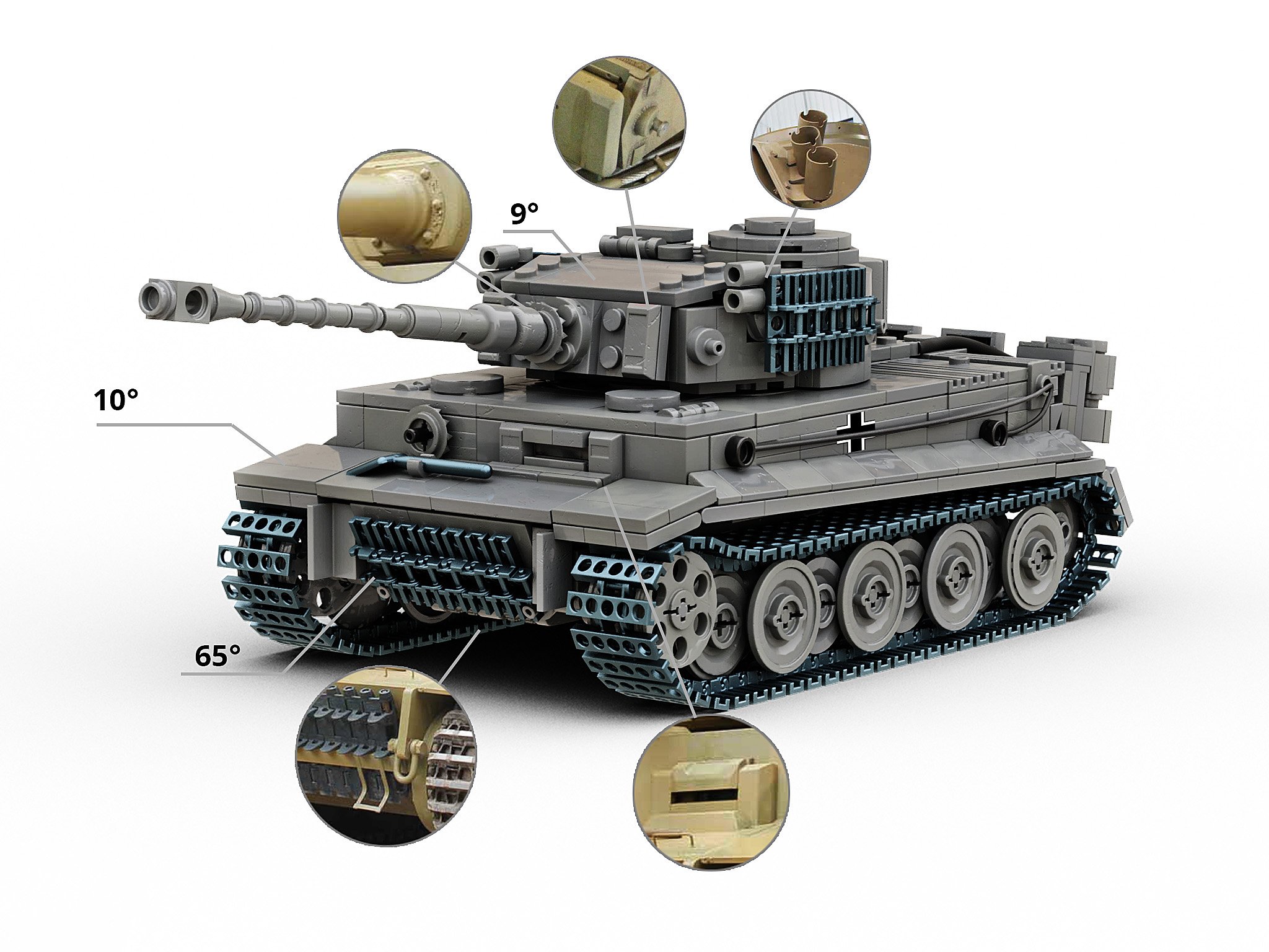 Tiger 1 tank Ausf E (Sd Kfz 181)_ premium Lego hybrid (47