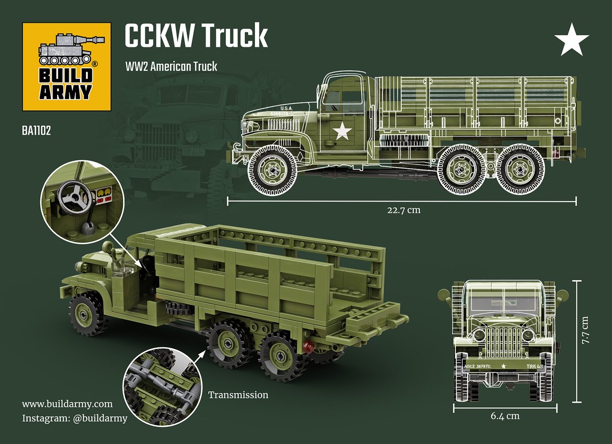 brickmania製WW2  GMC CCKWカーゴトラック カスタムキット GMC CCKW - 2 1/2 Ton Cargo Truck - Custom Military Lego