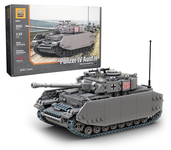 Panzer IV Ausf. H WWII German Medium Tank, LEGO Compatible Brick Model from Buildarmy
