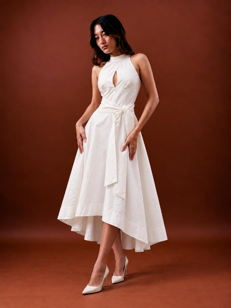 White Tie-Waist Midi Dress 1
