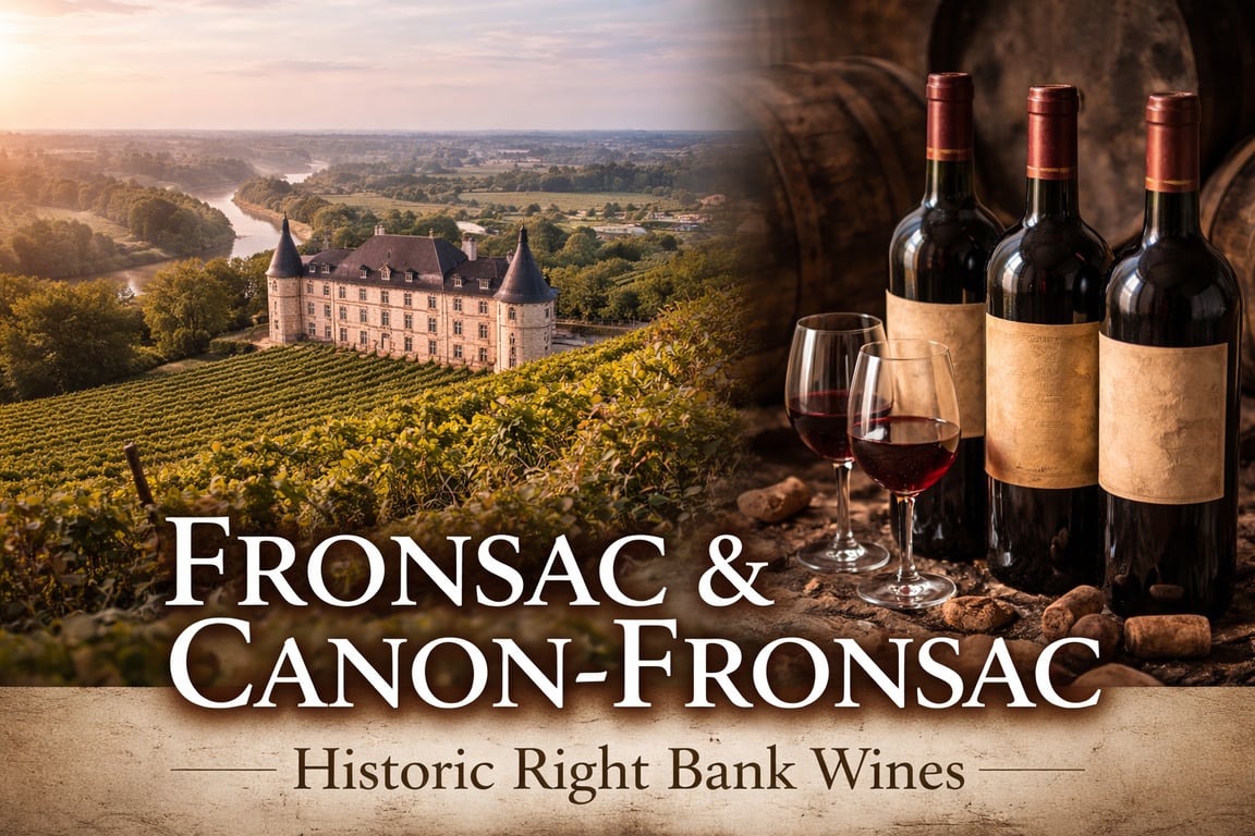 Discover Fronsac and Canon-Fronsac wines in Bordeaux, known for limestone soils, Merlot blends, historic estates, and long-ageing Right Bank wines.