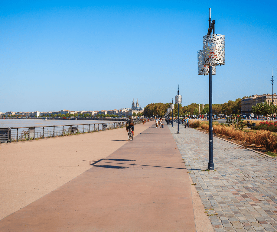 Bordeaux's riverfront is a vibrant area perfect for a scenic walk or cycle
