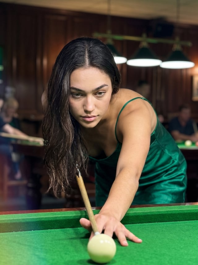 Playing for keeps tonight. Think you can handle the competition? 😉🎱 #poolnight #greenvibe #flirty