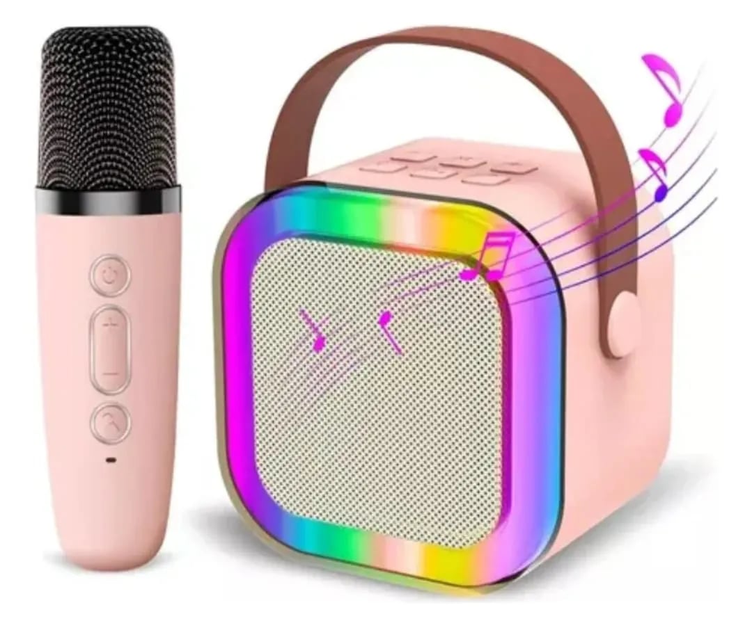 Mini Parlante Bluetooth con Micrófono Karaoke y Luces LED | Portátil