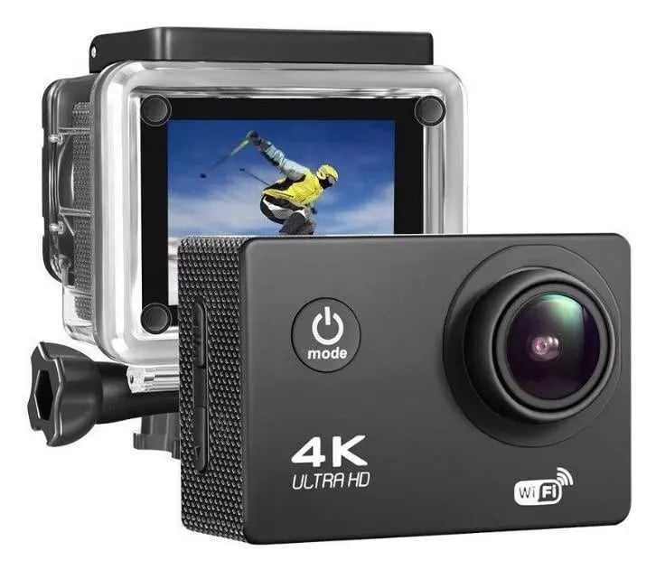 Cámara deportiva 4K Ultra HD WiFi sumergible hasta 40 m – Con Accesorios y Control Remoto