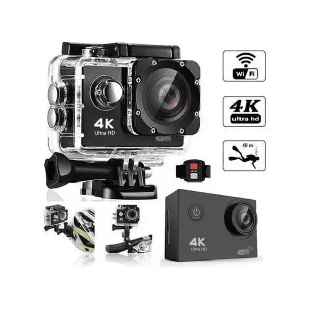 Cámara deportiva 4K Ultra HD WiFi sumergible hasta 40 m – Con Accesorios y Control Remoto