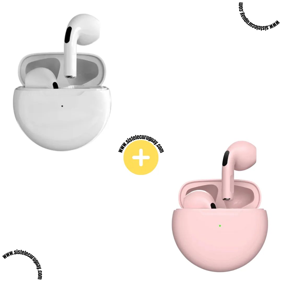 Auriculares Inalámbricos PRO6 (Pack x2) con Bluetooth 5.0, Control Táctil y Caja de Carga | Compatibles con iOS y Android