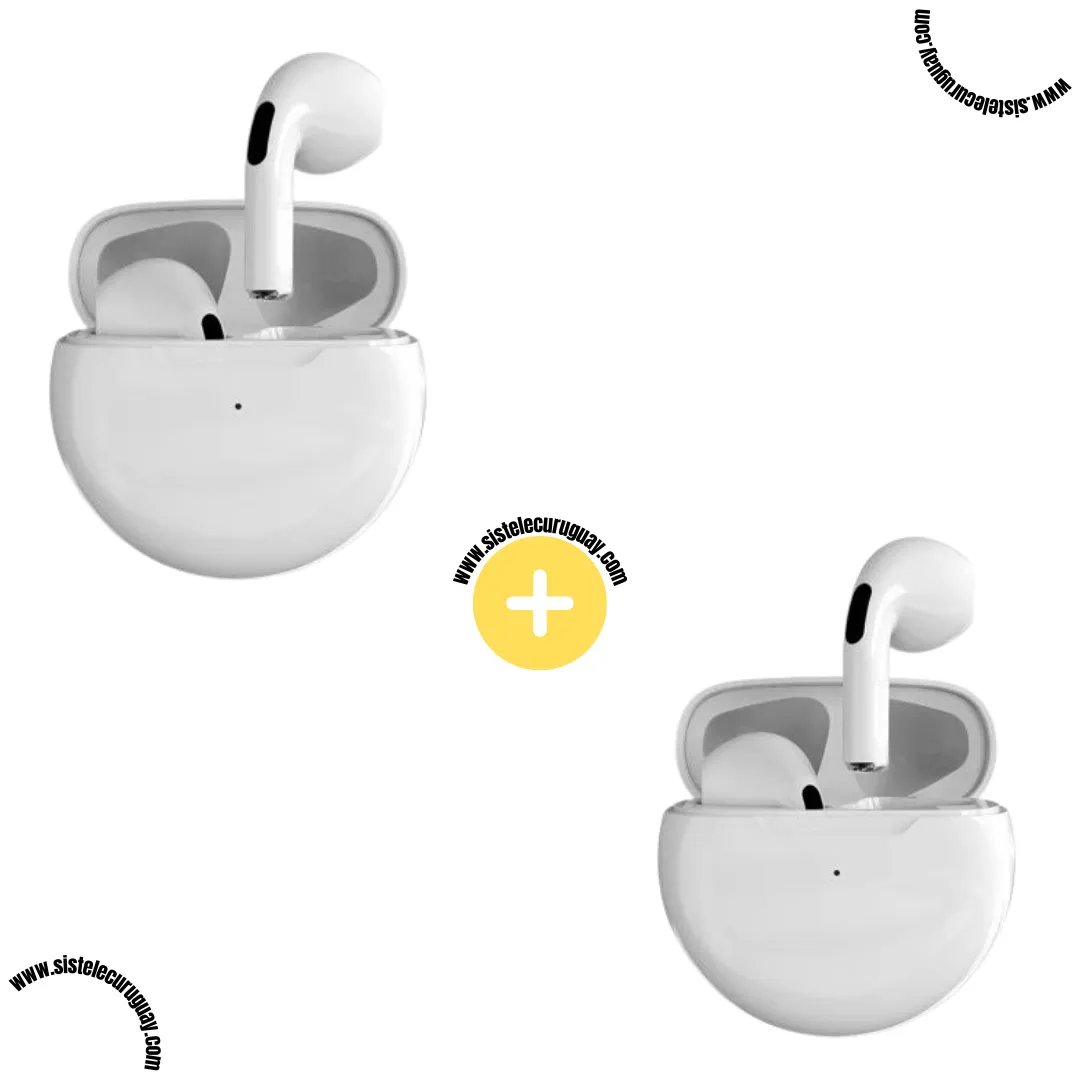 Auriculares Inalámbricos PRO6 (Pack x2) con Bluetooth 5.0, Control Táctil y Caja de Carga | Compatibles con iOS y Android