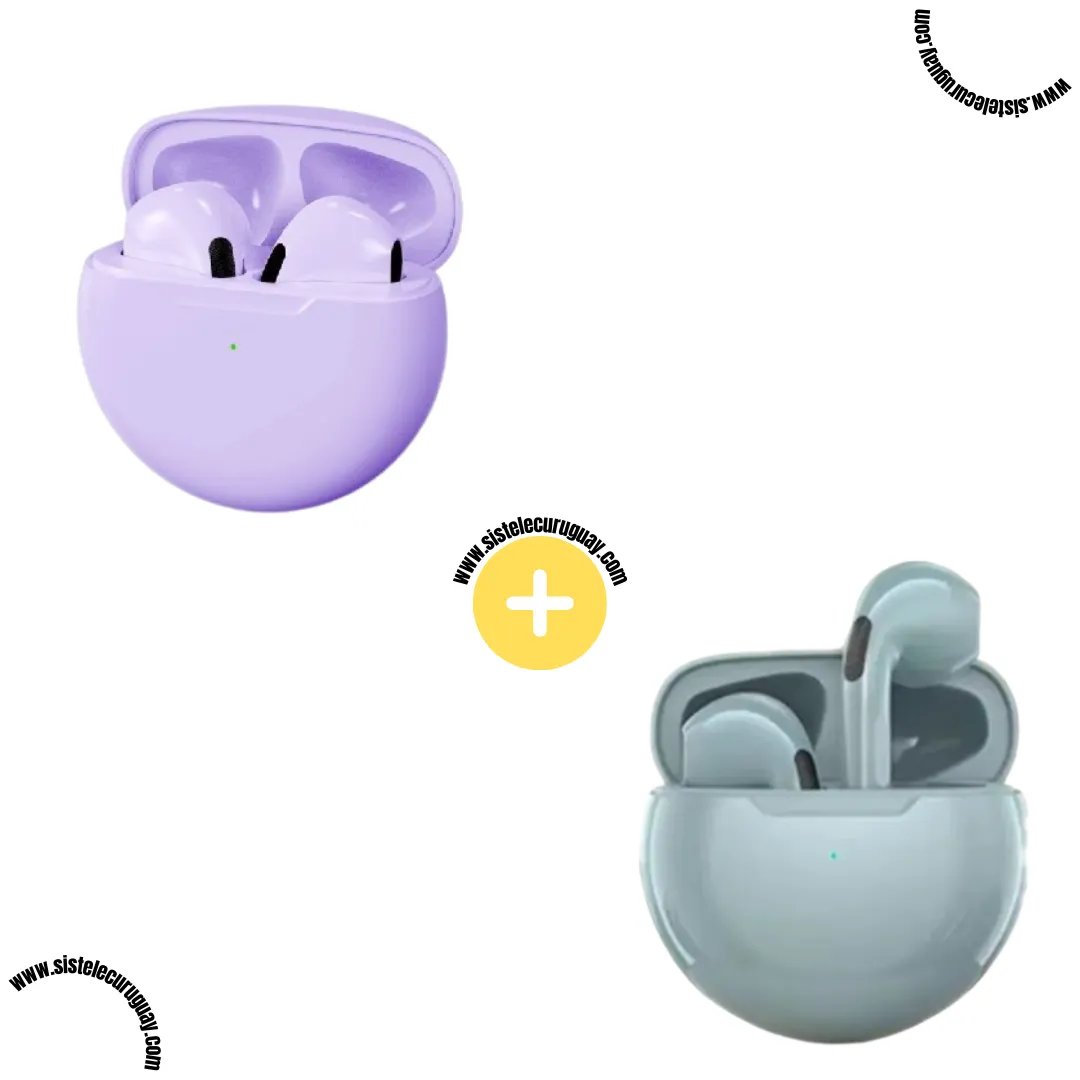Auriculares Inalámbricos PRO6 (Pack x2) con Bluetooth 5.0, Control Táctil y Caja de Carga | Compatibles con iOS y Android
