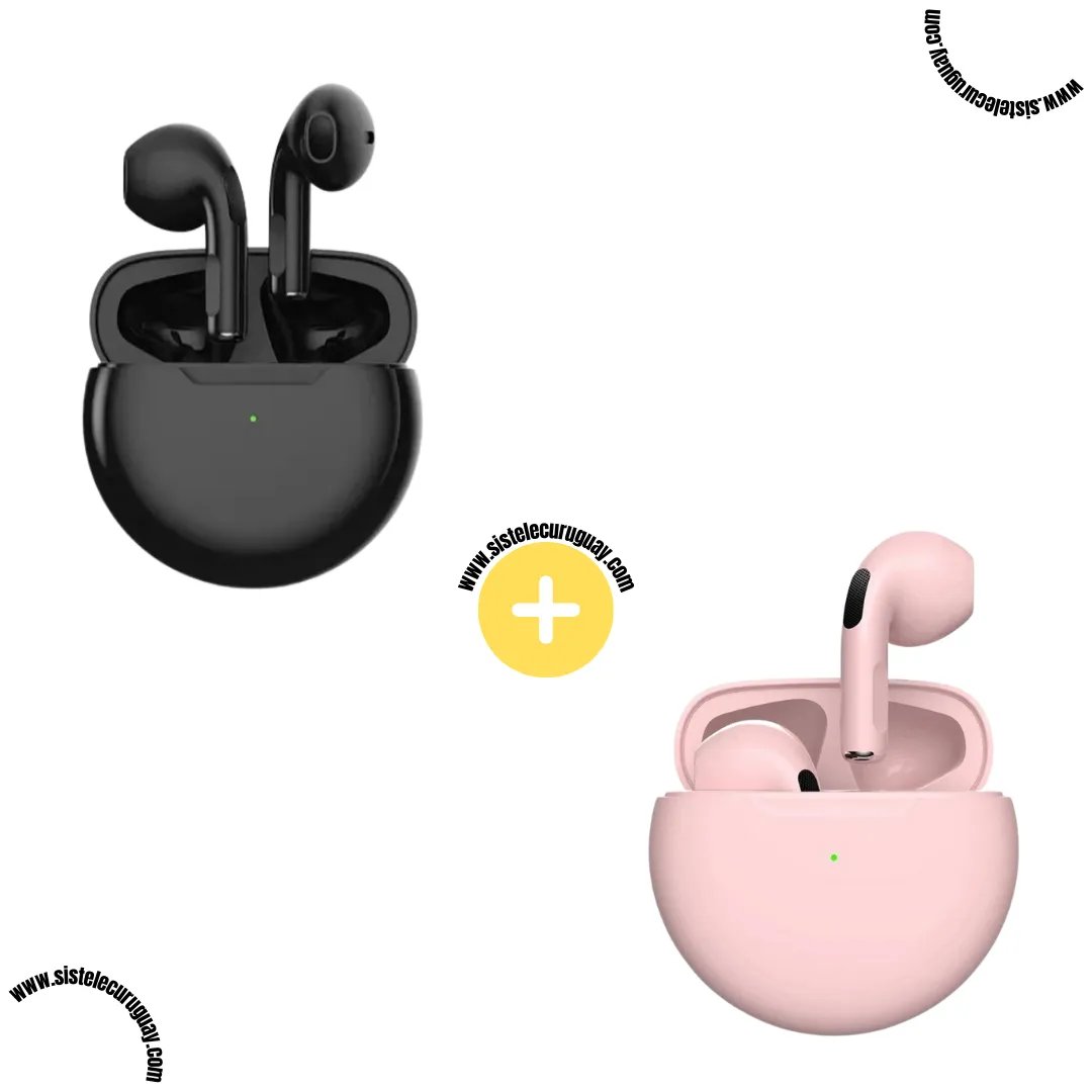 Auriculares Inalámbricos PRO6 (Pack x2) con Bluetooth 5.0, Control Táctil y Caja de Carga | Compatibles con iOS y Android