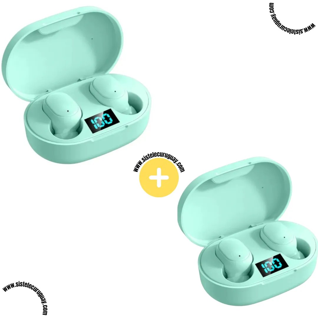 Auriculares Inalámbricos E6S (Pack x2) con Bluetooth 5.0, Control Táctil y Caja de Carga | Compatibles iOS y Android