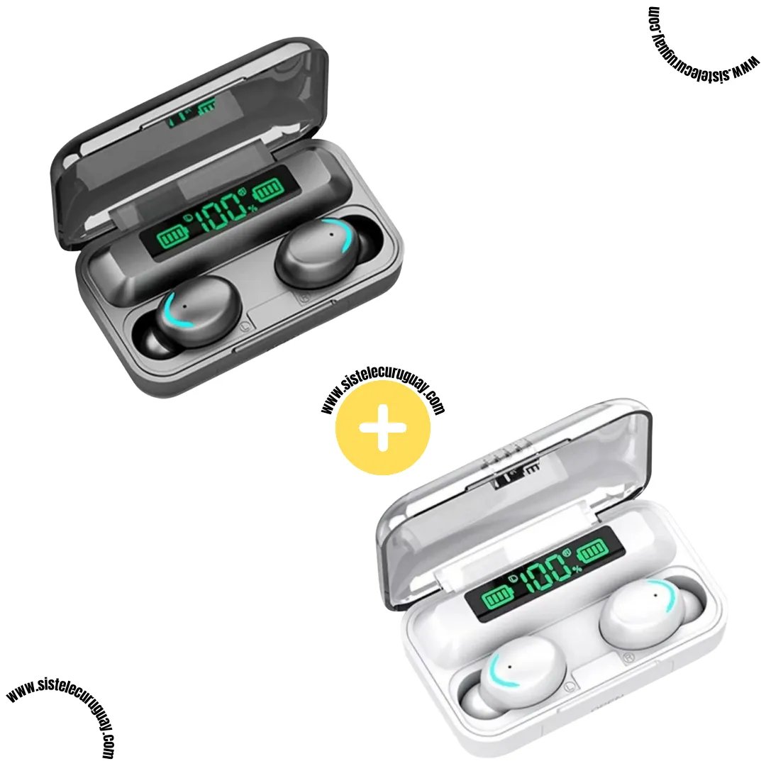 2 Auriculares Inalámbricos F9 con Caja Power Bank, Pantalla LED y Batería de Larga Duración | Bluetooth 5.0