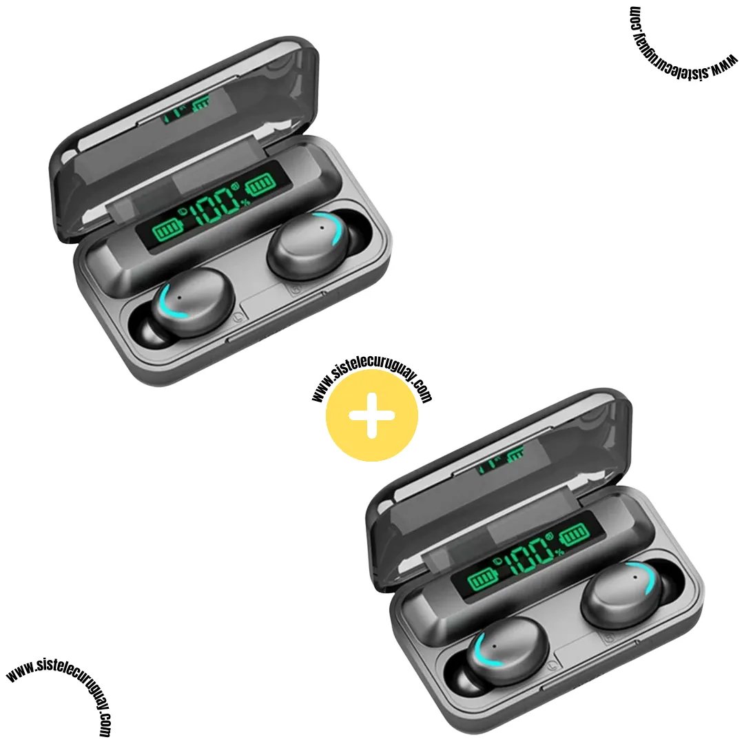 2 Auriculares Inalámbricos F9 con Caja Power Bank, Pantalla LED y Batería de Larga Duración | Bluetooth 5.0