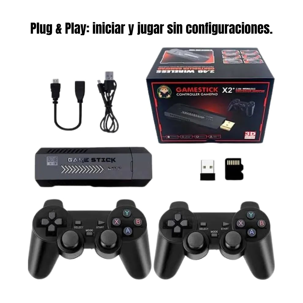Game Stick X2 – Consola Retro con +25.000 Juegos | Incluye 2 Mandos Inalámbricos