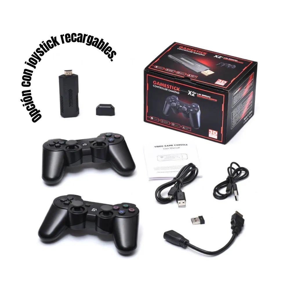 Game Stick X2 – Consola Retro con +25.000 Juegos | Incluye 2 Mandos Inalámbricos