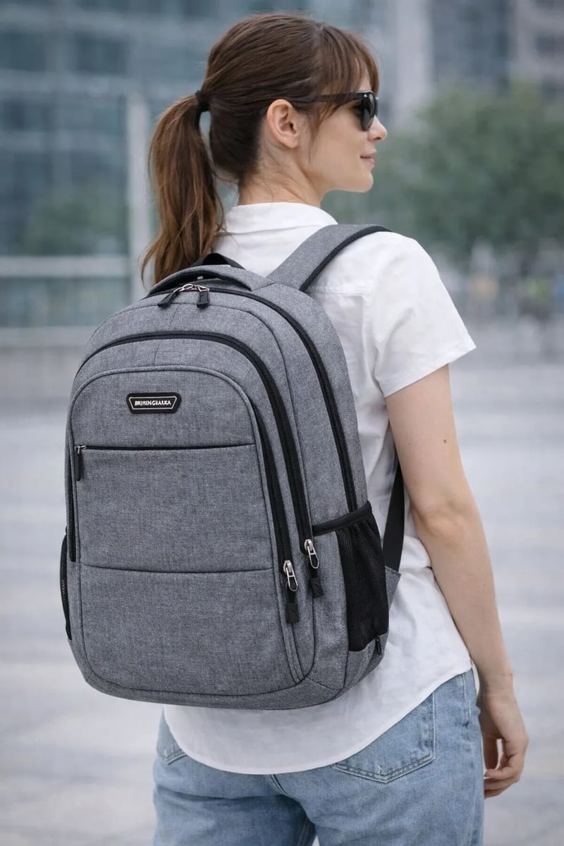 Mochila Inteligente Impermeable con Power Bank Incluido y Puerto USB – Gris