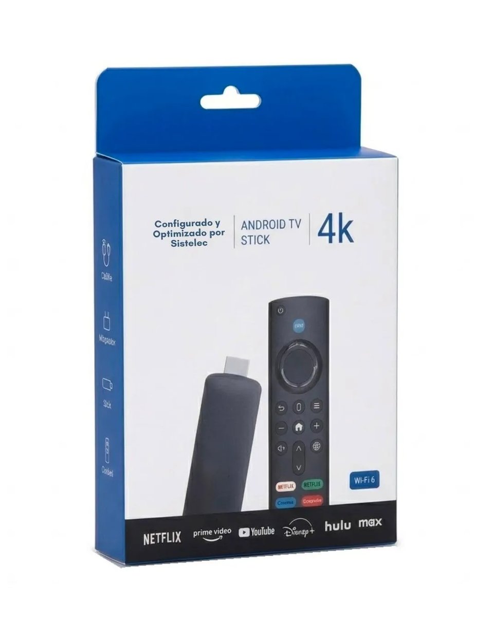 Android TV Stick 4K– Optimizado por Sistelec. Funciona con Antel TV.