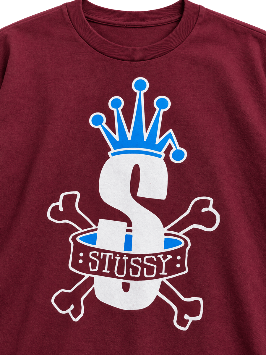 Stussy Burgundy Tee detalle superior