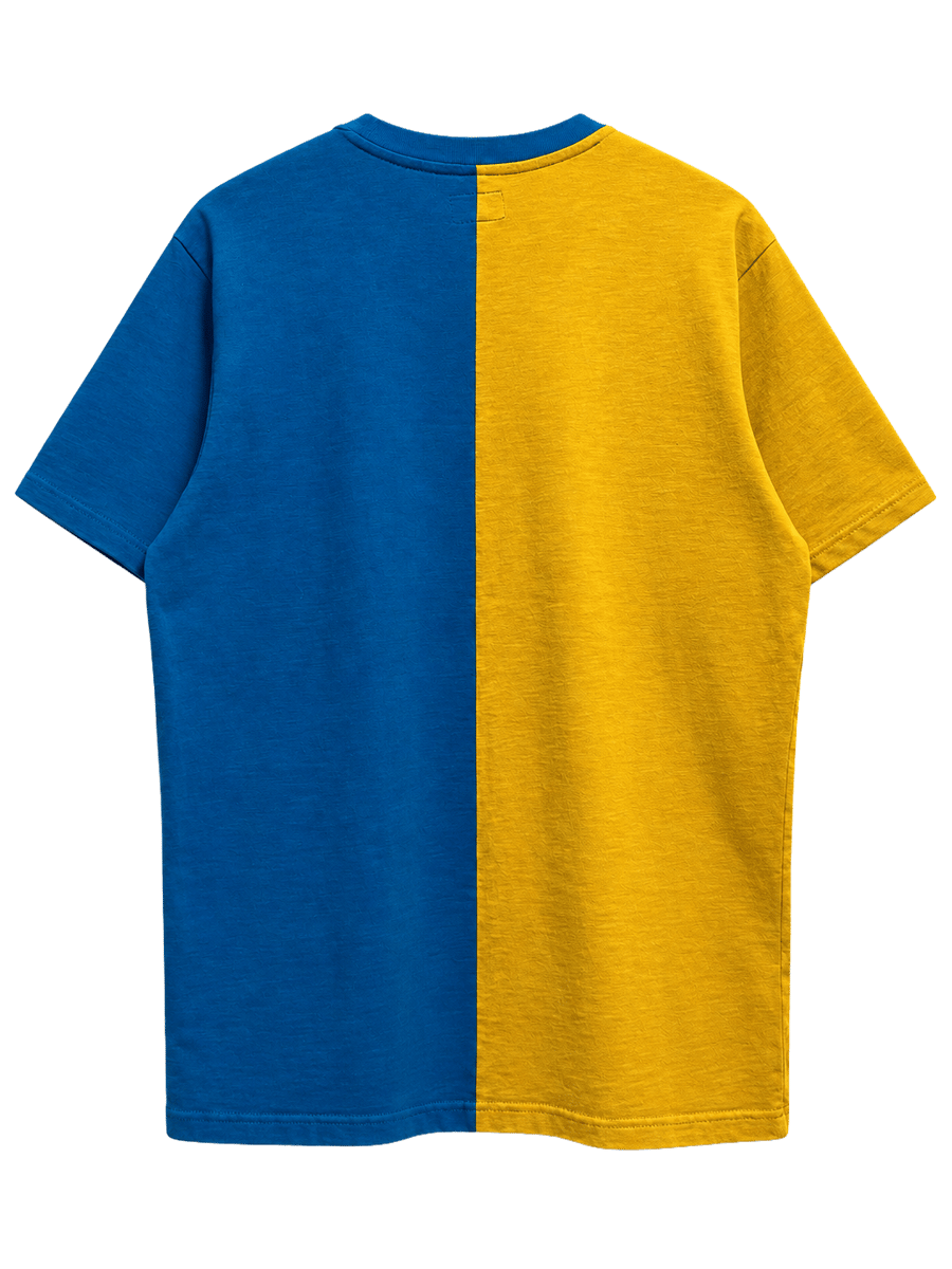 Supreme Split Mustard & Blue Tee vista posterior