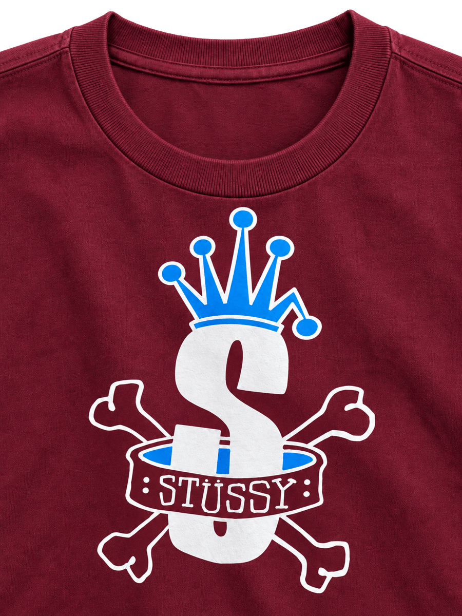 Stussy Burgundy Tee detalle de la prenda