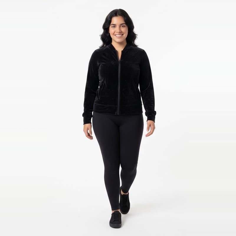 Campera Bomber Terciopelo Glitter