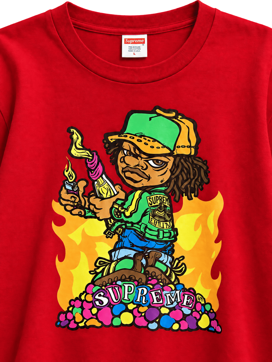 Supreme Future Red Tee detalle de la prenda