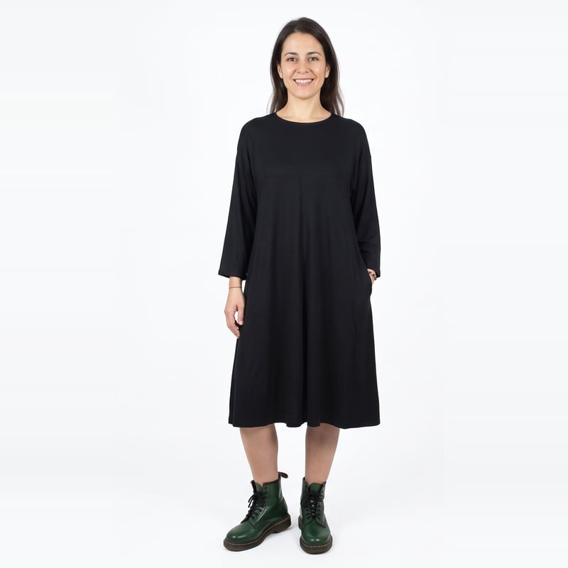 Vestido Midi Manga 7/8 Viscosa