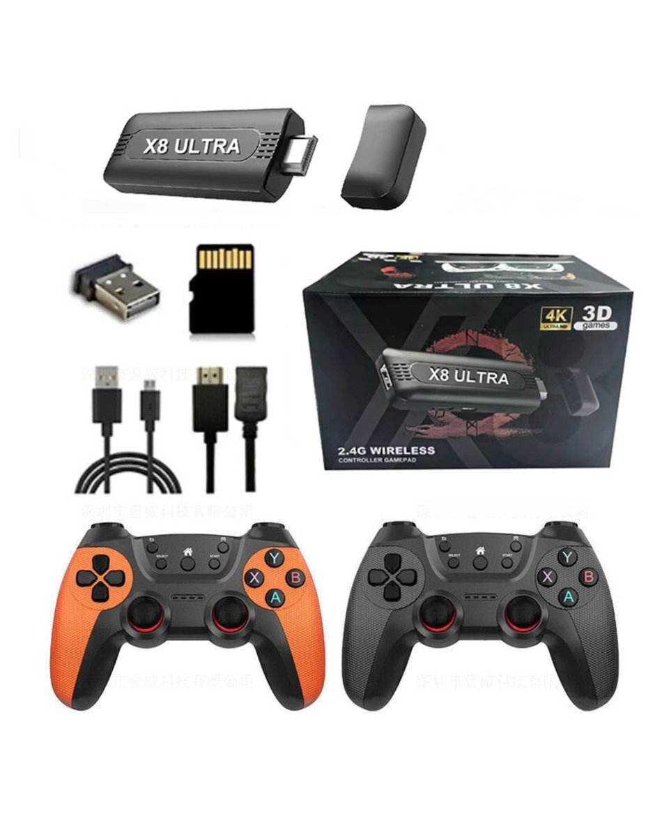 Game Stick X8 Ultra – Consola Retro con +48.000 Juegos | Incluye 2 Joysticks Inalámbricos RECARGABLES