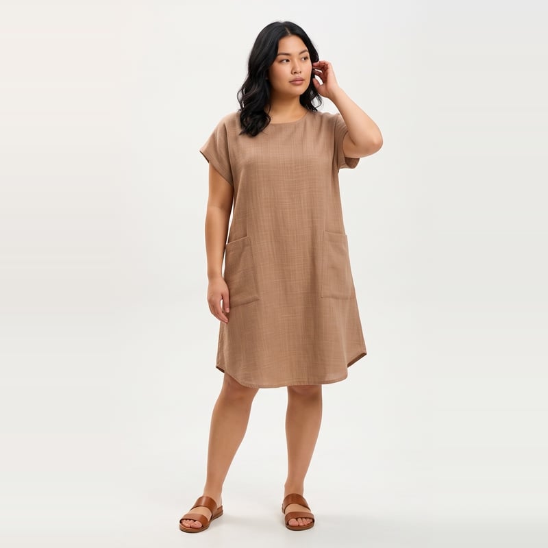 Vestido Manga Caída Lino
