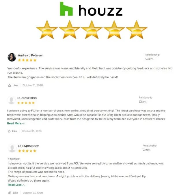 Satisfied Customer Review For FCI London By Houzz