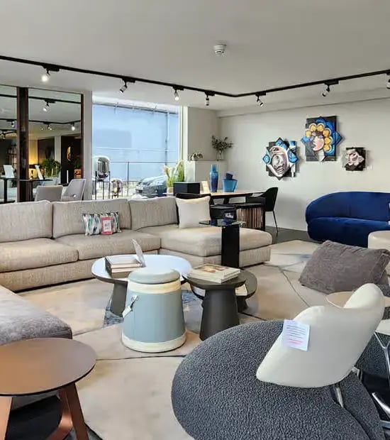 FCI London showroom displaying a variety of high-end modern furniture piece