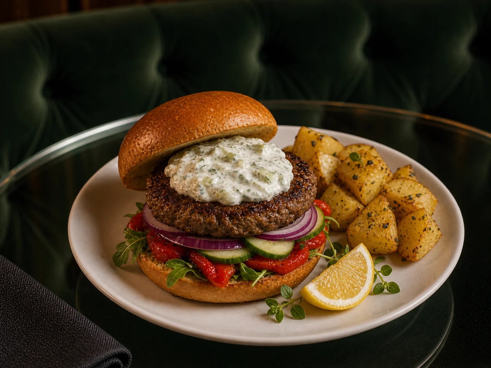 Lamb Burger with Tzatziki