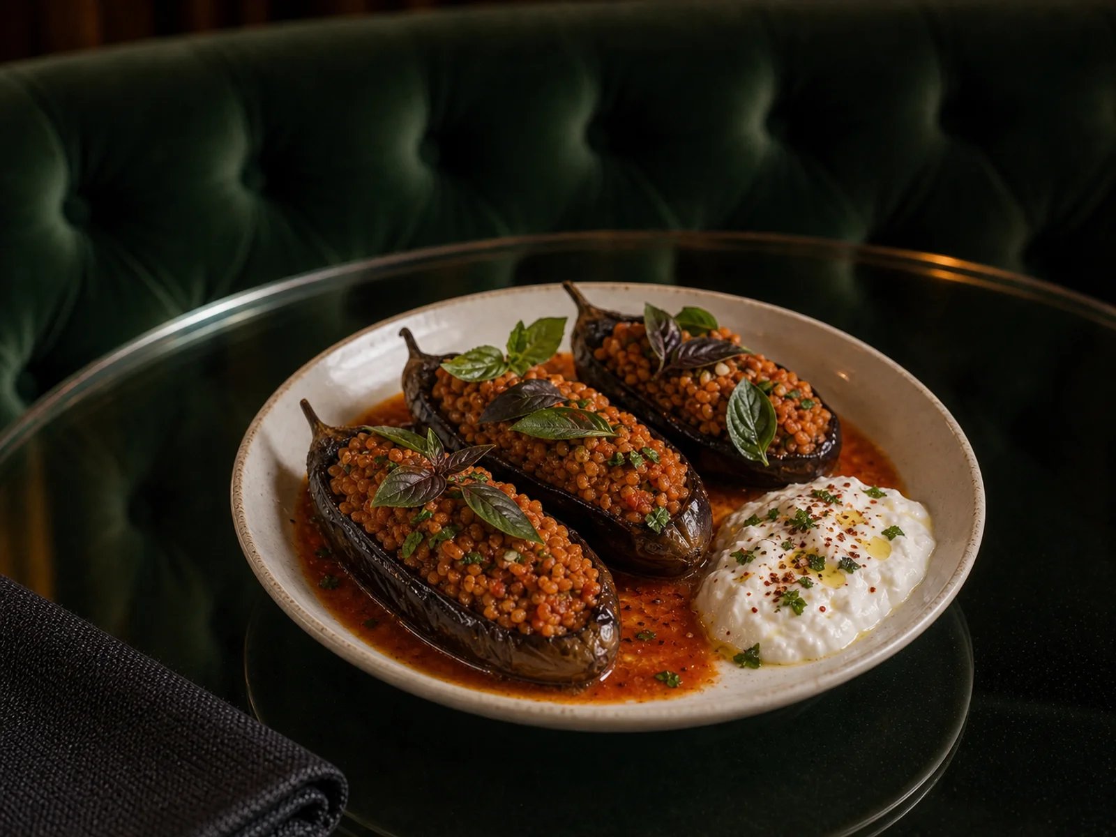 Isparta Eggplants Stuffed with Basil Bulgur