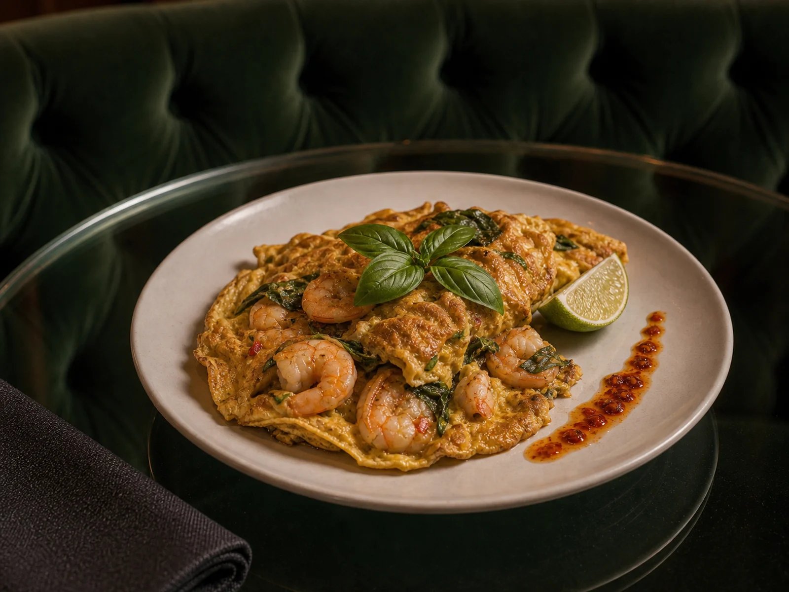 Thai Basil Shrimp Omelet