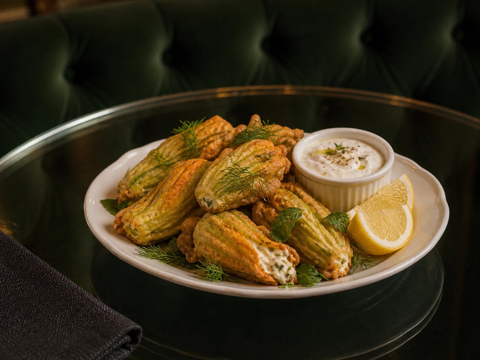 Aegean Fried Zucchini Blossoms with Herbs