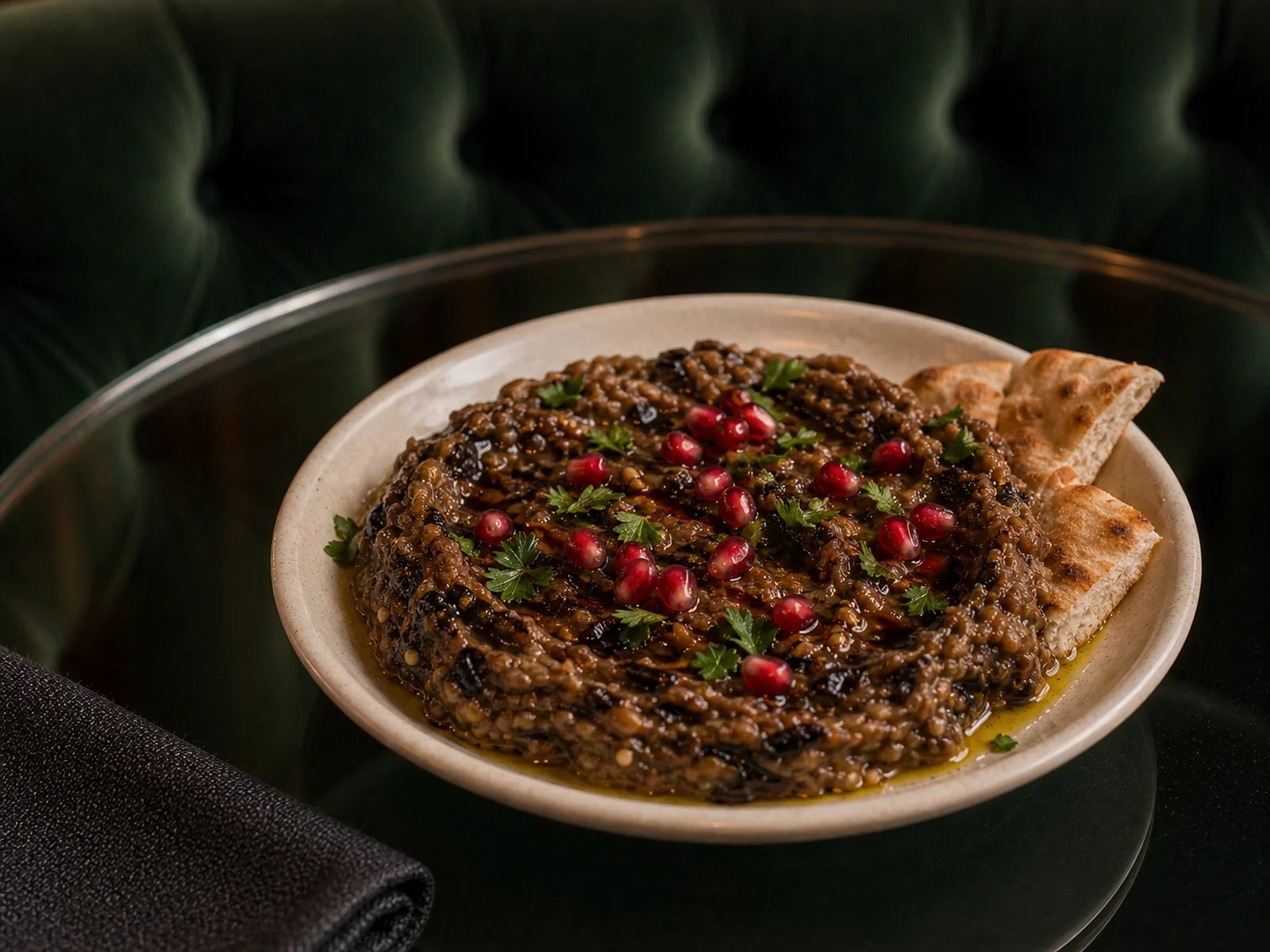 Dried Eggplant Mash with Pomegranate Molasses