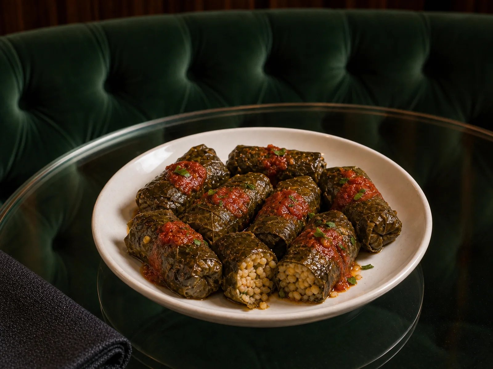 Black Cabbage Rolls with Corn