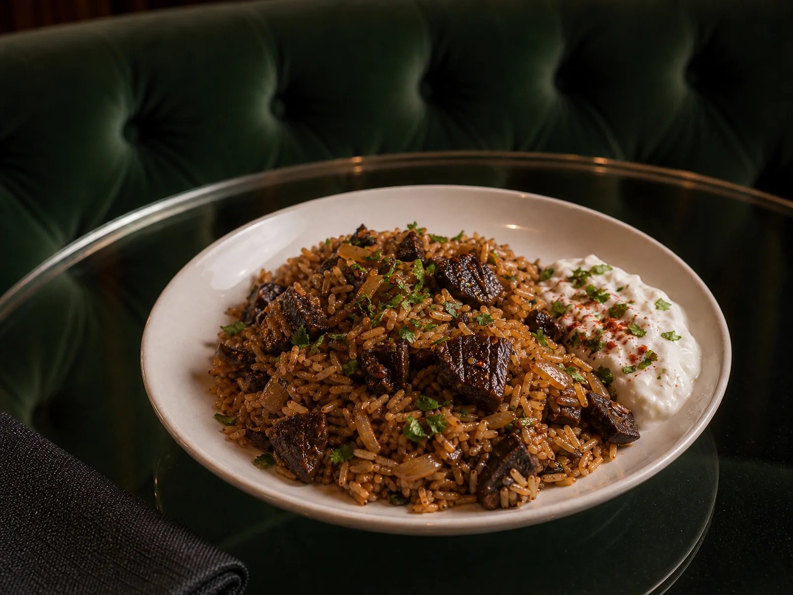 Pomegranate Sour Eggplant Pilaf