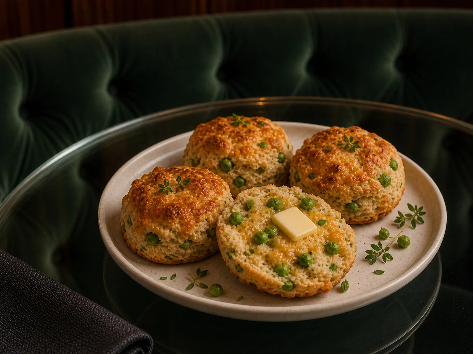 Britische Scones mit Erbsen und Cheddar