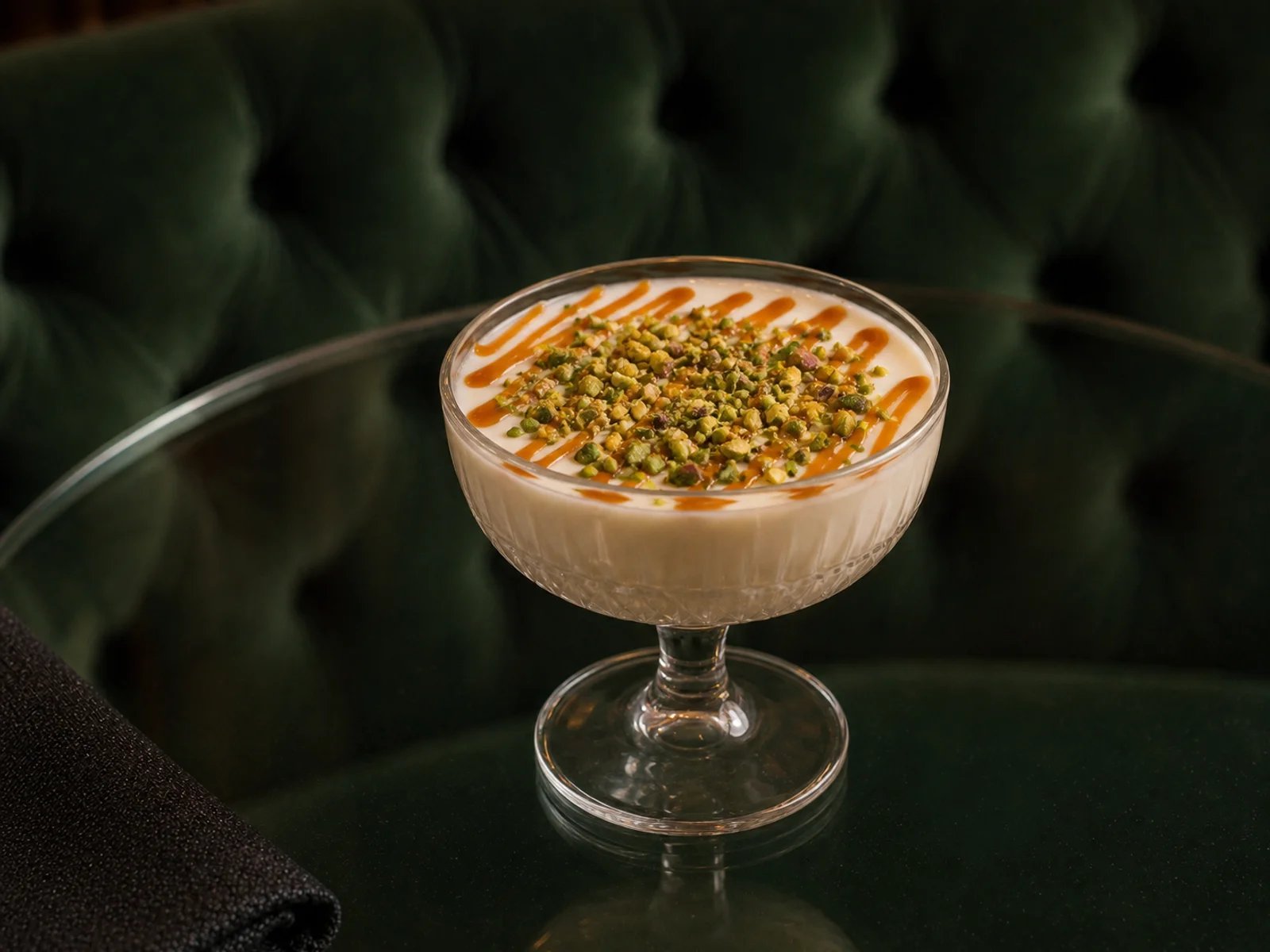 Milk Pudding Cups with Molasses and Pistachio