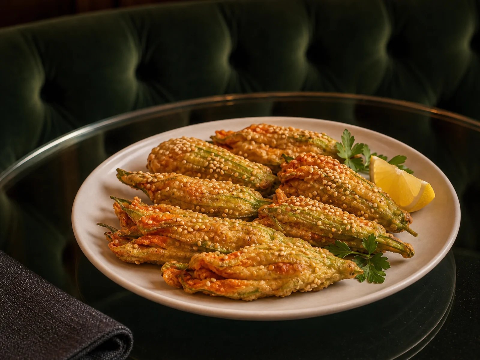 Adana Sesame Zucchini Blossom Fry