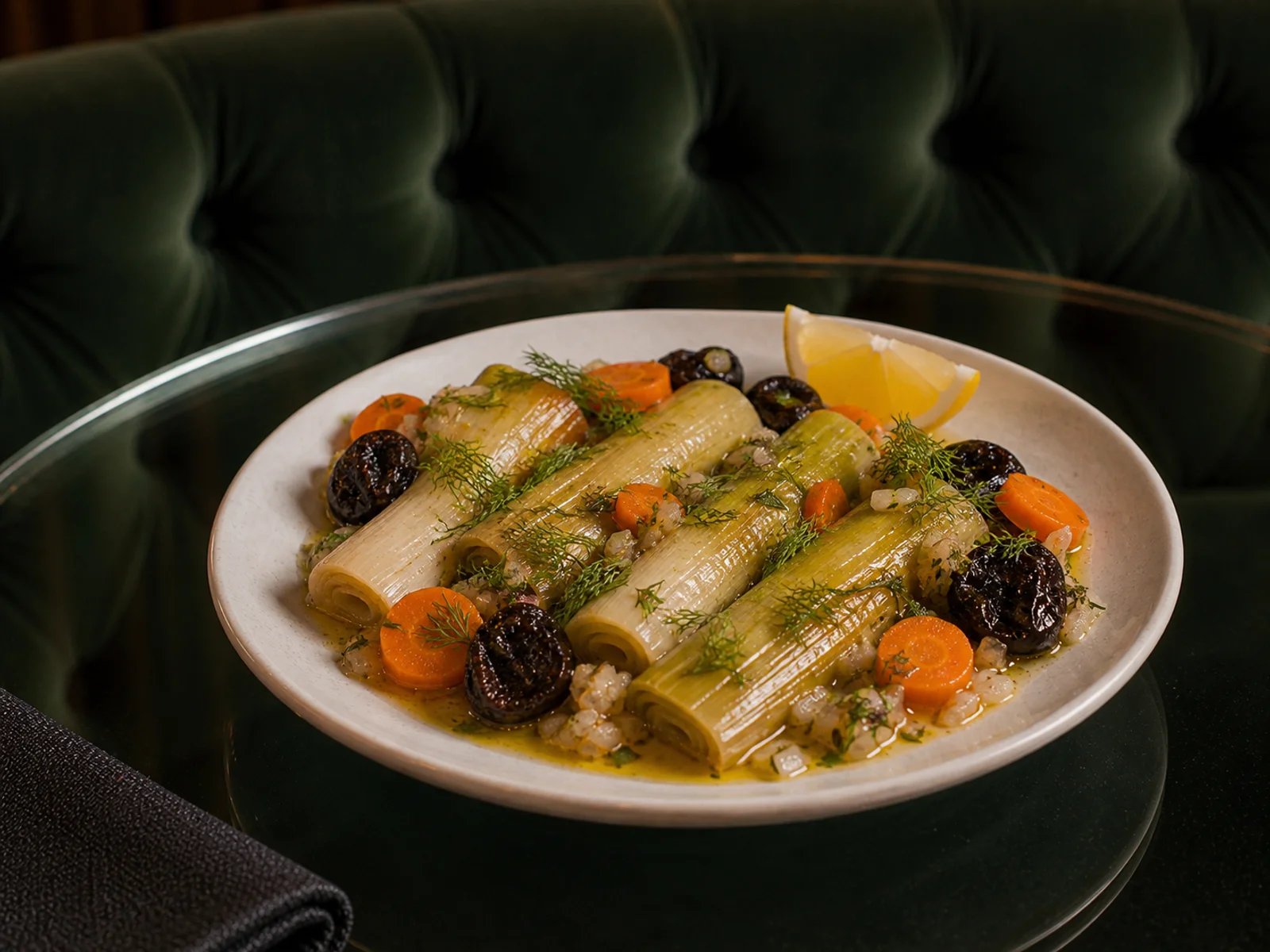 Ayvalik Olive Oil Leeks with Plums