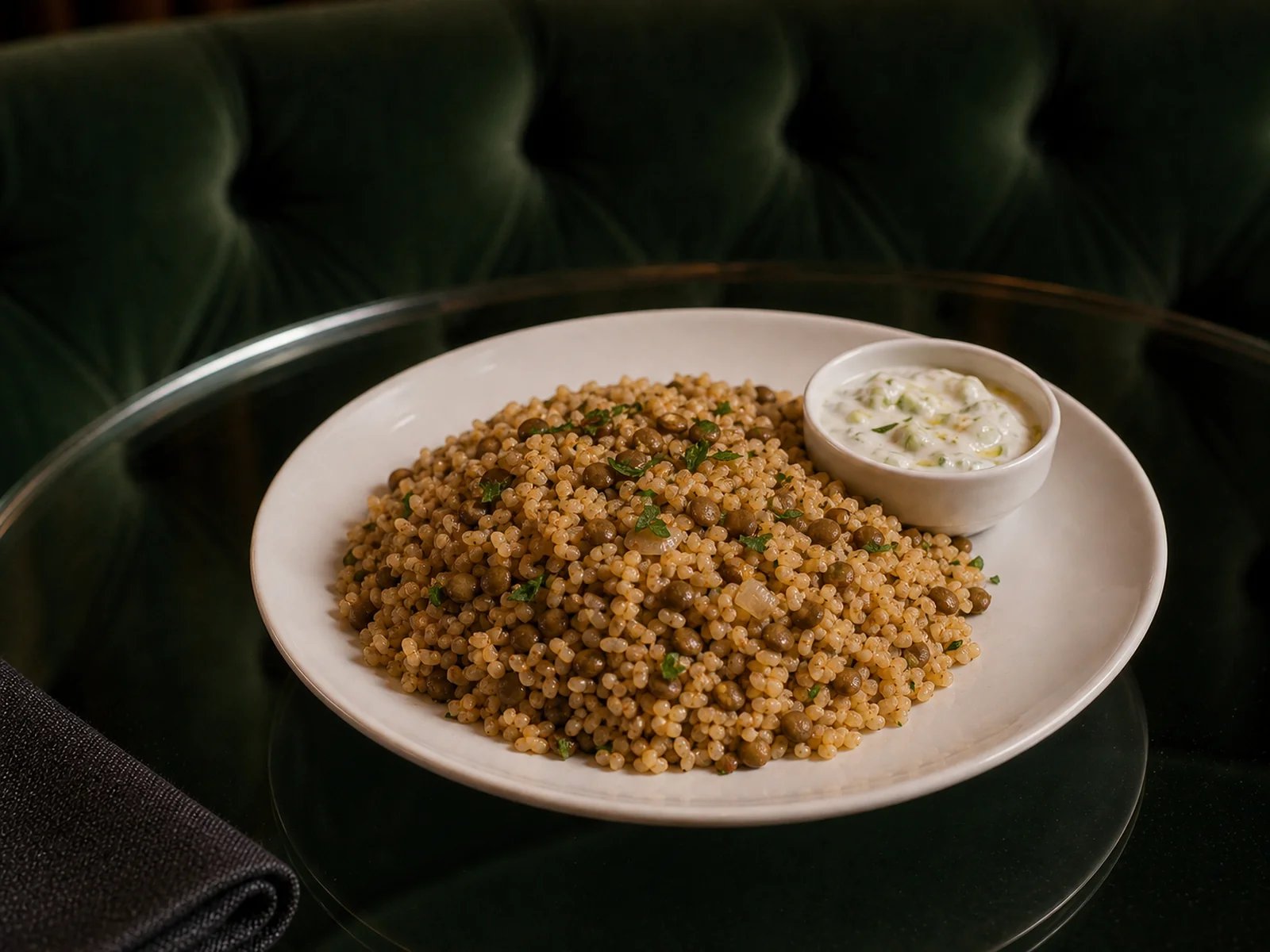 Bulgur Pilaf with Green Lentils and Cumin