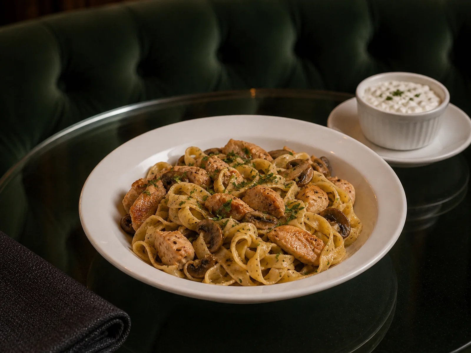 Cut Noodles with Chicken and Mushrooms