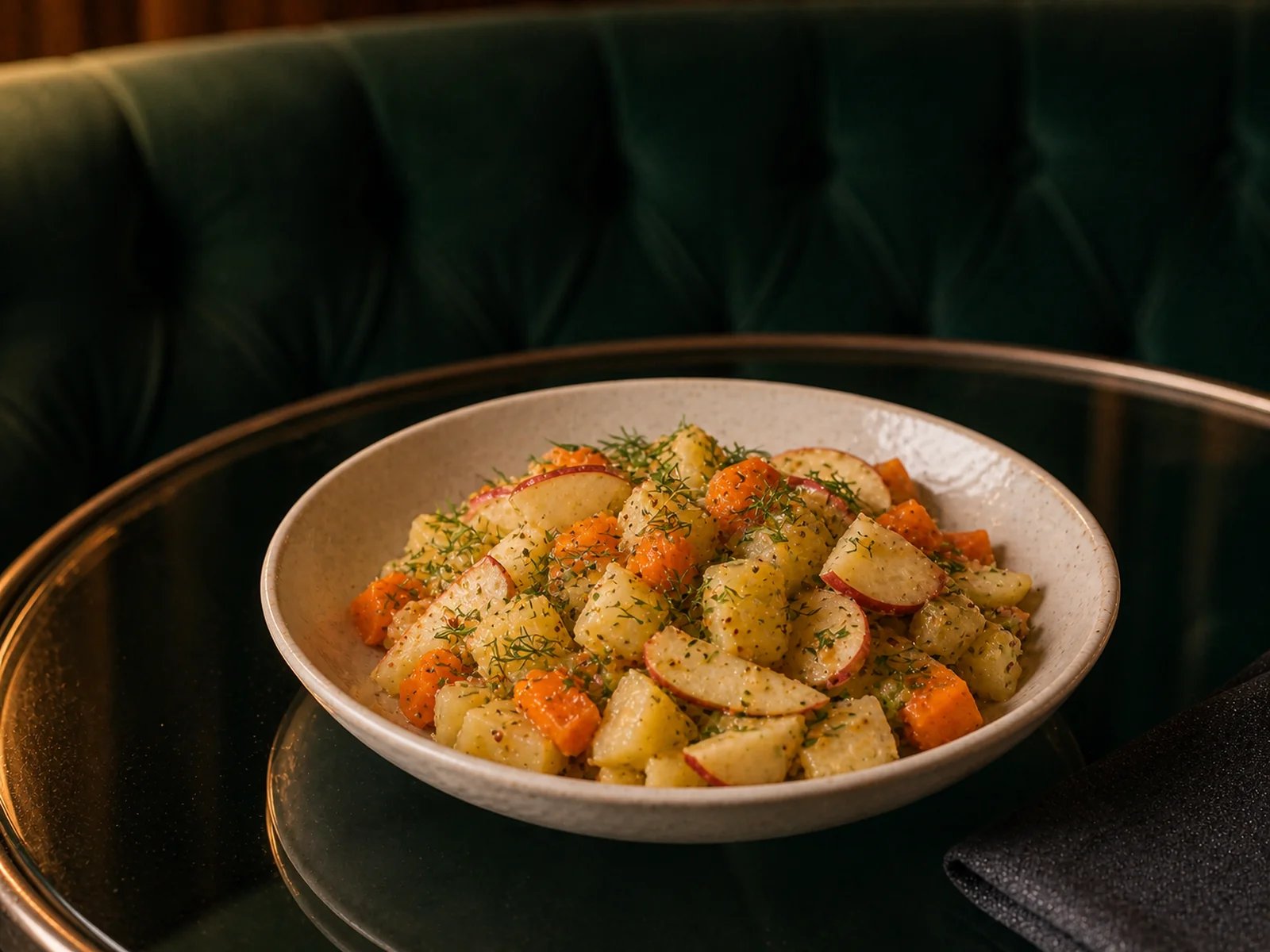 Root Potato Salad with Apple and Carrot