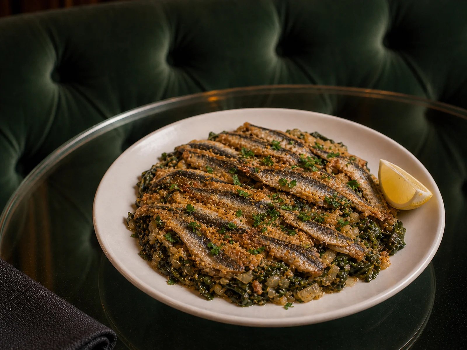 Anchovy Swiss Chard Skillet