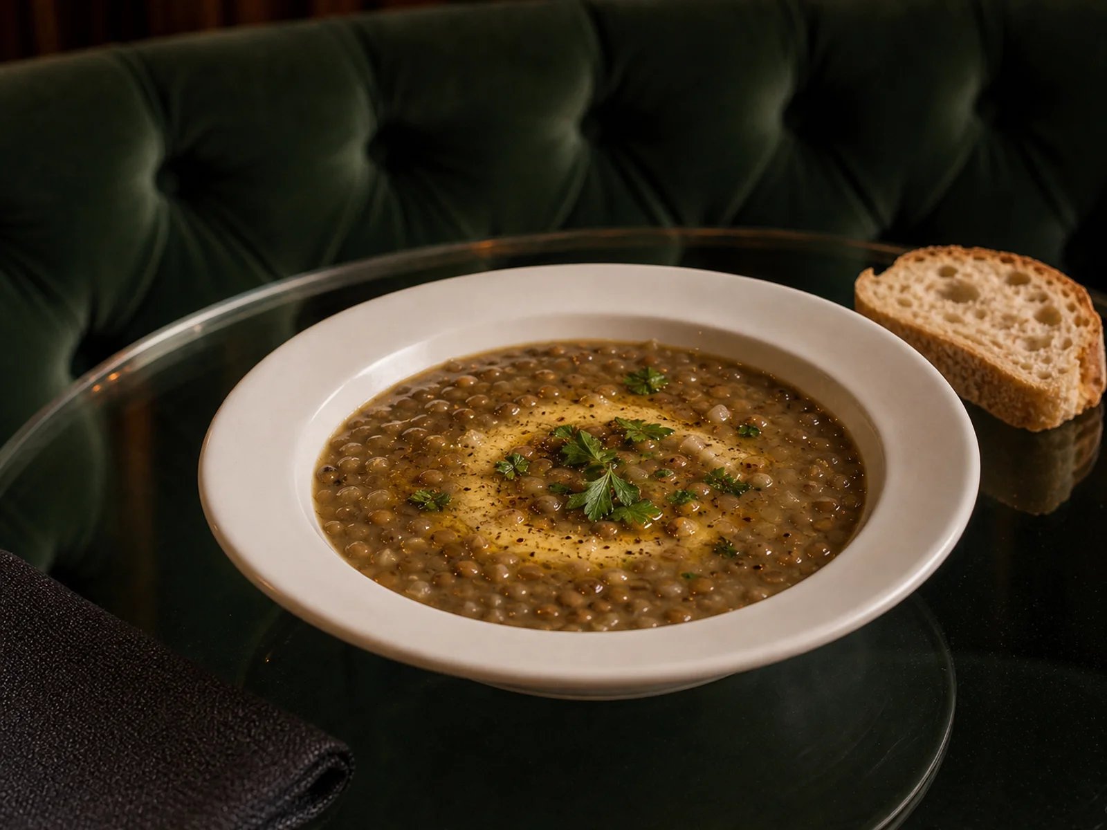 Tokat Green Lentil Soup with Mahlab