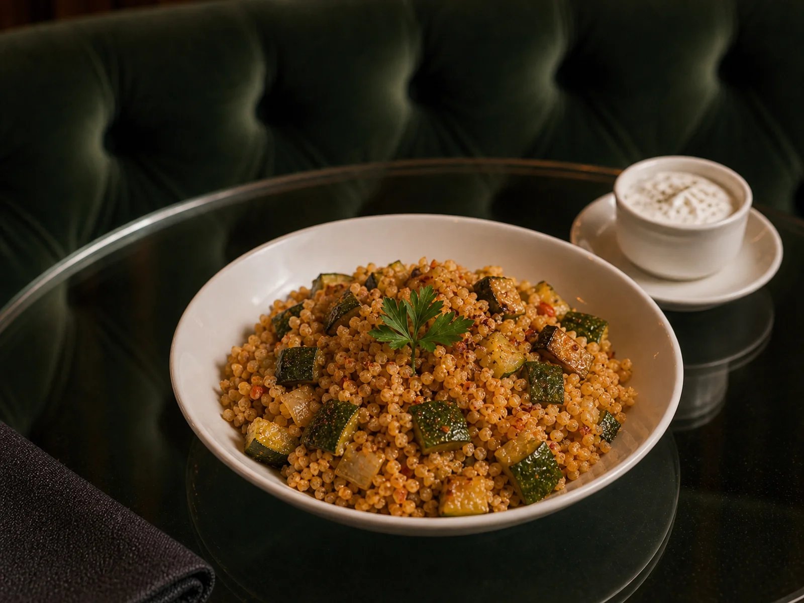 Bulgur Pilaf with Roasted Zucchini