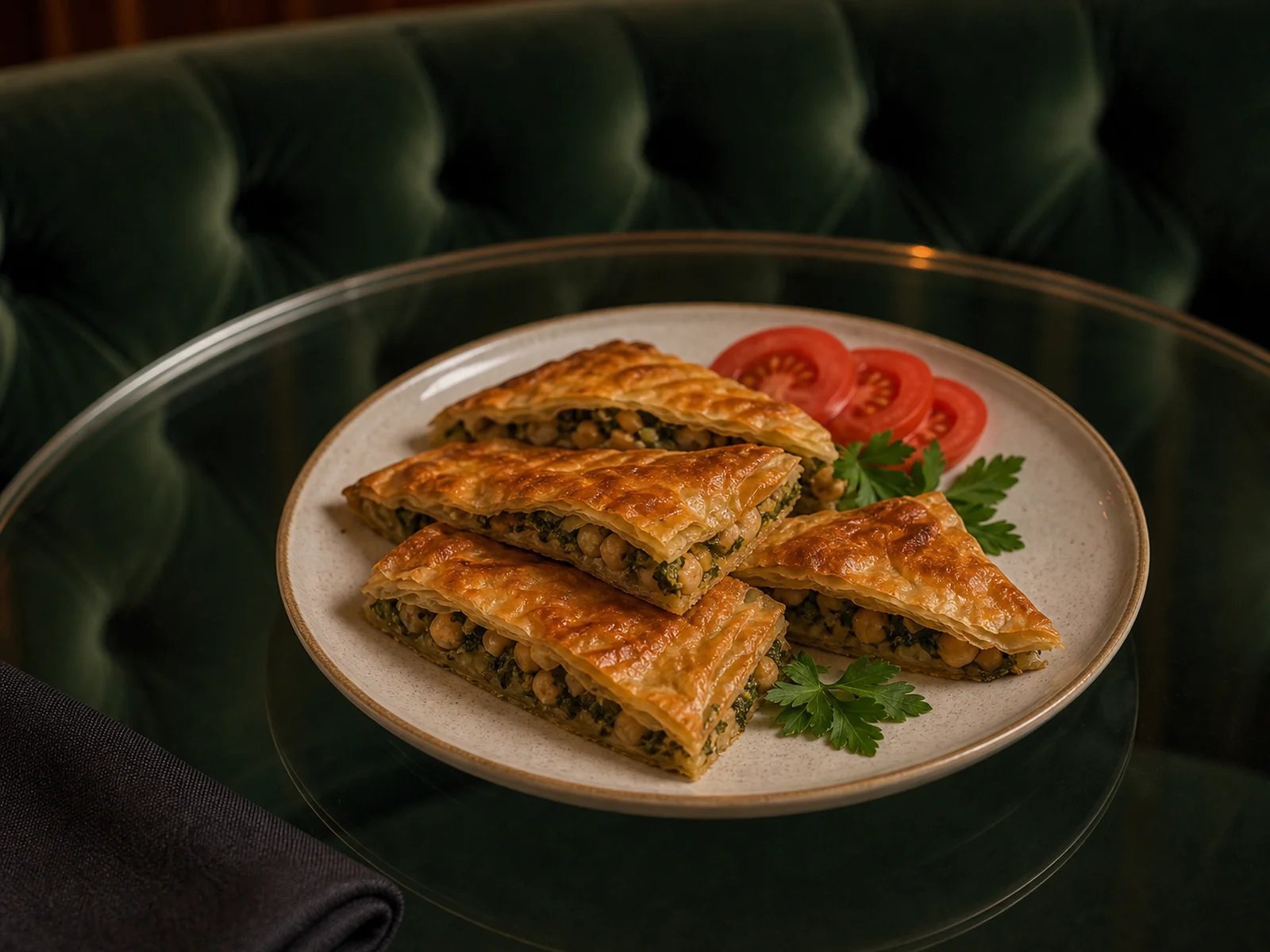 Aydin Borek with Chickpeas and Herbs